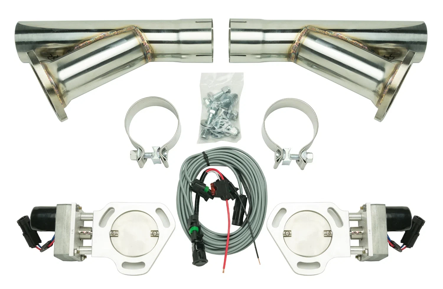 Dual Electric Cutout Kit For 2.5 Inch Exhaust Includes Y-Pipes